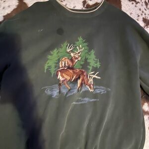 Green Deer Print Sweater